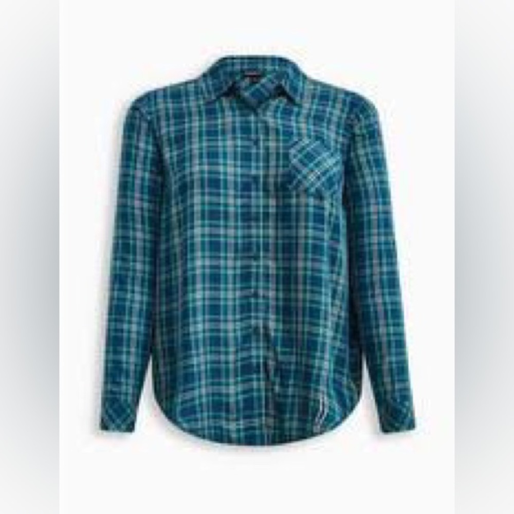 TORRID WOMENS SHIRT, GREEN PLAID, size 1